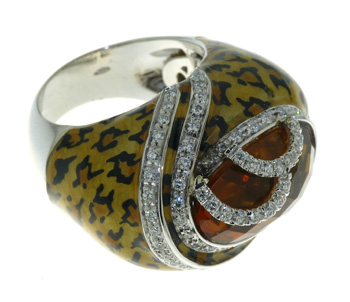 RLD5220 18k White Gold Diamond Citrine Ring