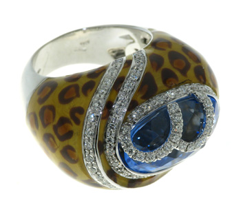 RLD5221 18k White Gold Diamond Blue Quartz Ring