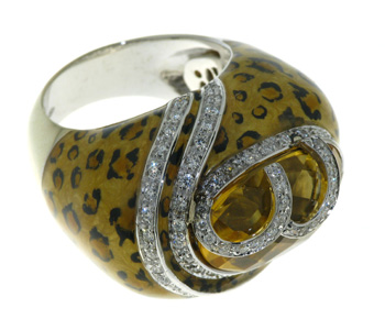 RLD5222 18k White Gold Diamond Gold Quartz Ring