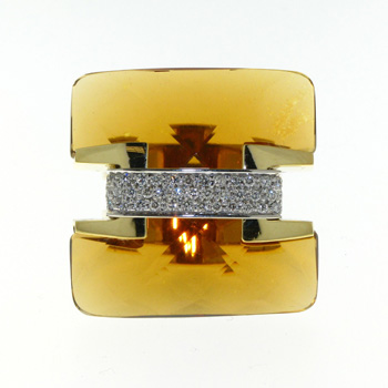 RLD5250 18k White & Yellow Gold Diamond Citrine Ring