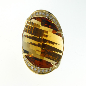 RLD5252 18k Yellow Gold Diamond Citrine Ring