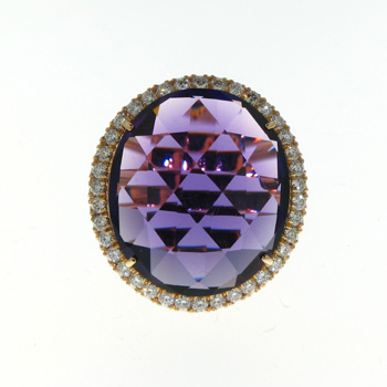 RLD5253 18k Rose Gold Diamond Amethyst Ring
