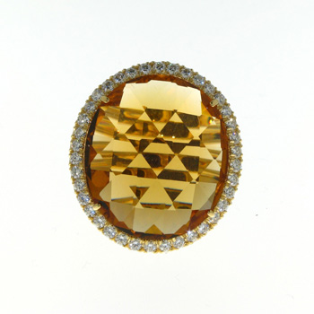 RLD5254 18k Yellow Gold Diamond Citrine Ring