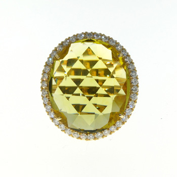 RLD5255 18k Yellow Gold Diamond Citrine Ring