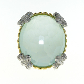 RLD5256 18k White & Yellow Gold Aqua Quartz Ring