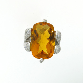 RLD5261 18k White Gold Diamond Citrine Ring