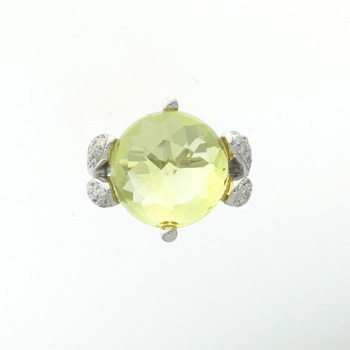 RLD5262 18k White Gold Diamond Lemon Quartz Ring