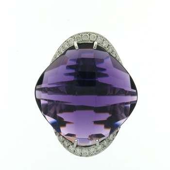 RLD5264 18k White Gold Diamond Amethyst Ring