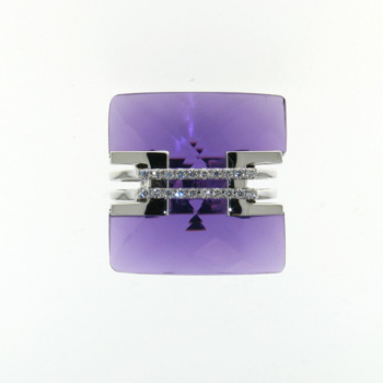 RLD5265 18k White Gold Diamond Amethyst Ring