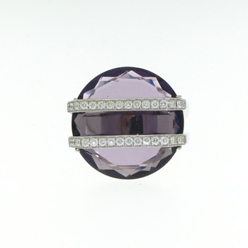 RLD5267 18k White Gold Diamond Amethyst Ring