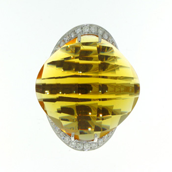 RLD5270 18k White Gold Diamond Citrine Ring