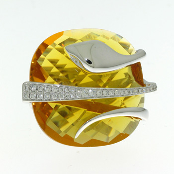 RLD5271 18k White Gold Diamond Citrine Ring
