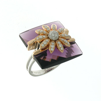 RLD5272 18k White & Rose Gold Diamond Amethyst Ring