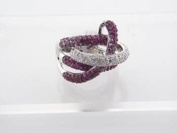 RLD6048 18k White Gold Diamond Ruby Ring