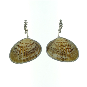 SG1007 Gaia 18k White Gold Diamond Seashell Earrings