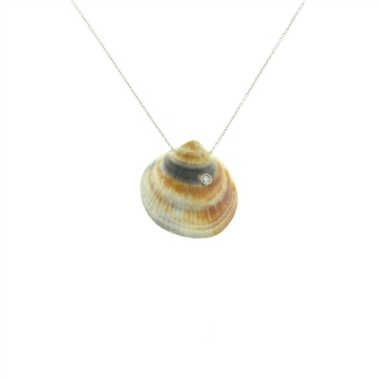 SG1018 San Sebastian 18k White Gold Diamond Seashell Necklace