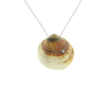 SG1019 Cote D'Azur Sterling Silver Diamond Seashell Necklace