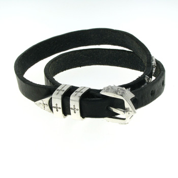 SSB1132 Sterling Silver Italian Leather Bracelet