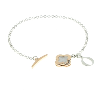 SSB1153 Mother of Pearl 4 Leaf Clover Bracelet