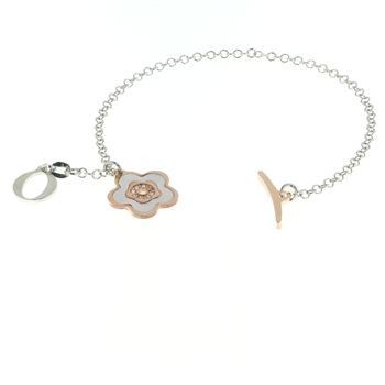 SSB1155 Mother of Pearl 5 Leaf Clover Bracelet