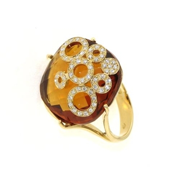 RLD01240 18k Yellow Gold Citrine Quartz Ring