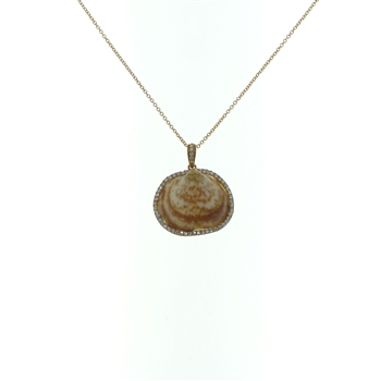 SG1084 18k Gold Diamond Seashell Necklace