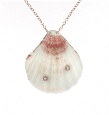 SG1100 Sterling Silver Diamond Seashell Necklace